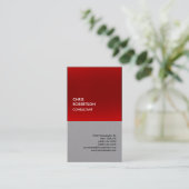 Premium - Grijs Rood - Speciaal Modern Uniek Minim Visitekaartje (Staand voorkant)