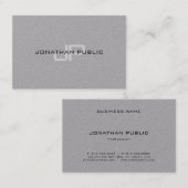 Premium - grijze , moderne monogram eenvoudige ren visitekaartje (Voorkant / Achterkant)