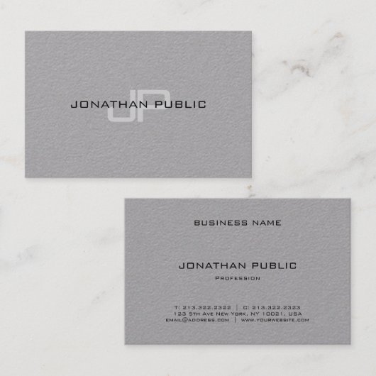 Premium - grijze , moderne monogram eenvoudige ren visitekaartje (Voorkant / Achterkant)