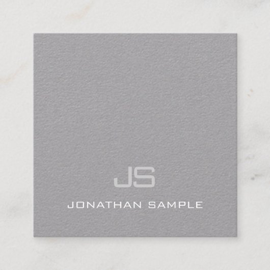 Premium - Grijze platte creatieve moderne monogram Vierkante Visitekaartje (Voorkant)