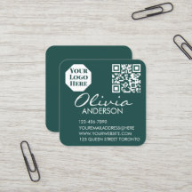 Premium Groene Zakelijke Visitekaart met QR-code