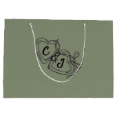 Premium grote saliegroene elegante cadeau groot cadeauzakje (Achterkant)