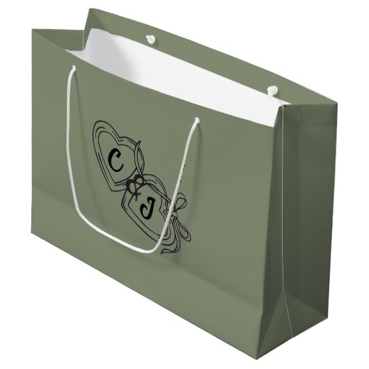 Premium grote saliegroene elegante cadeau groot cadeauzakje (Voorkant Gekanteld)