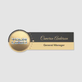 Premium Horizontale Gouden Zwarte Naambadge Naamplaatje