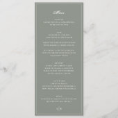 Premium ingelijste saliegroene monogram bruiloft menu (Voorkant)
