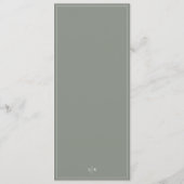 Premium ingelijste saliegroene monogram bruiloft menu (Achterkant)