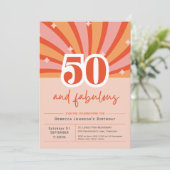 Premium Invitation 50 en fantastische retro Kaart (Staand voorkant)