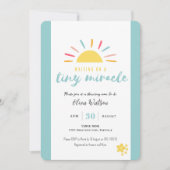 Premium Invitation, Blauw Baby shower Tiny Miracle Kaart (Voorkant)