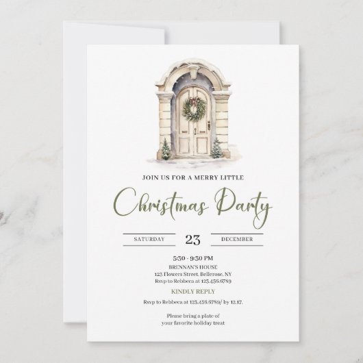 Premium Ivory Scandinavian Earthy Christmas Party Kaart (Voorkant)