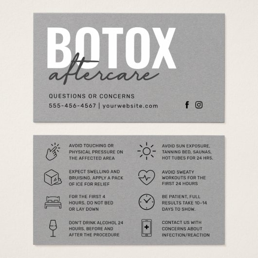 Premium - Kaart voor grijze botox-injectie (Voorkant /achterkant)