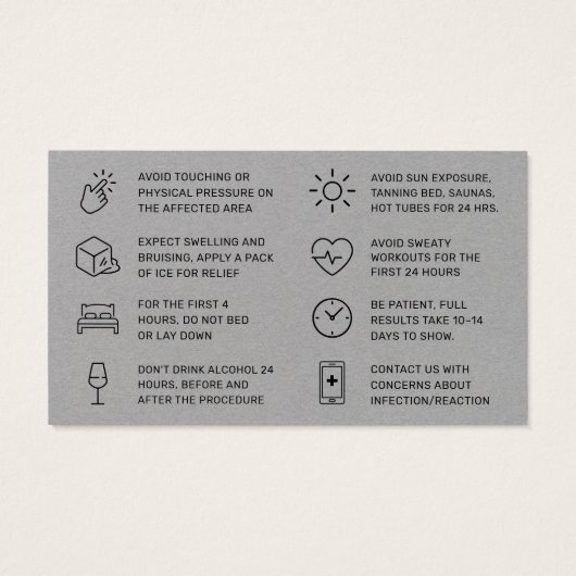 Premium - Kaart voor grijze botox-injectie (Achterkant)