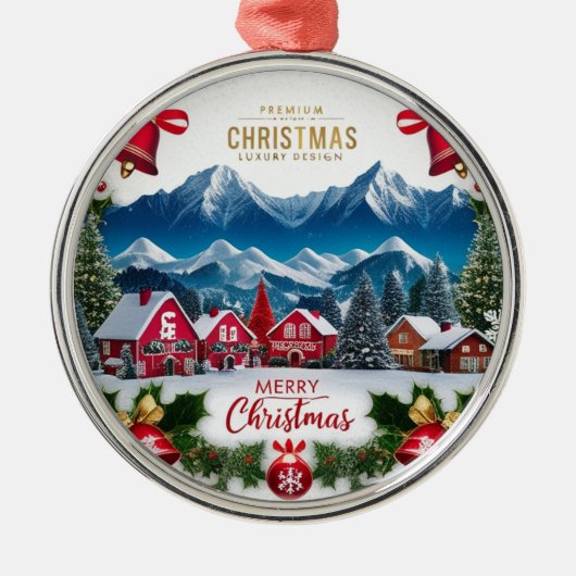 Premium Kerst Dorp Ronde Ornament  (Voorkant)