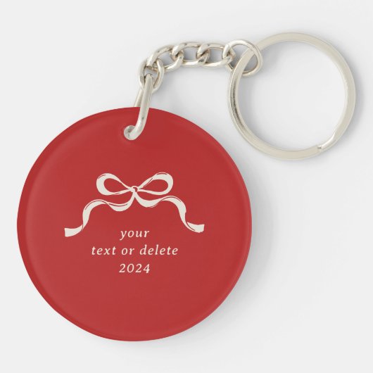 Premium Kerstbogen retro Vakantie Rood Foto Sleutelhanger (Achterkant)