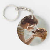 Premium Kerstbogen retro Vakantie Rood Foto Sleutelhanger (Voorkant)