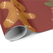 Premium Kerstpapier – Ontbijtkoek & Bellen Cadeaupapier (Rol Hoek)