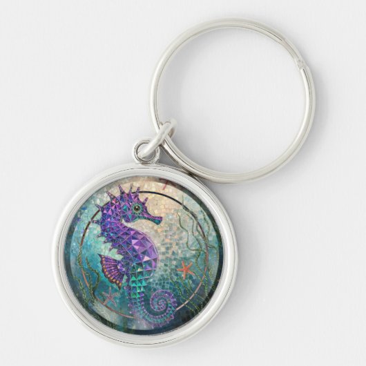 Premium Keyring ‘Mosaic Seahorse Zee Collectie’ Sleutelhanger (Voorkant)