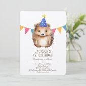 Premium kids verjaardagsuitnodiging, schattige Hed Kaart (Staand voorkant)