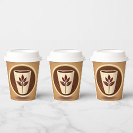 Premium koffiebeker Vector Logo Papieren Bekers