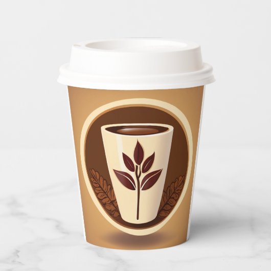 Premium koffiebeker Vector Logo Papieren Bekers (Achterkant)