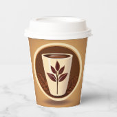 Premium koffiebeker Vector Logo Papieren Bekers (Voorkant)