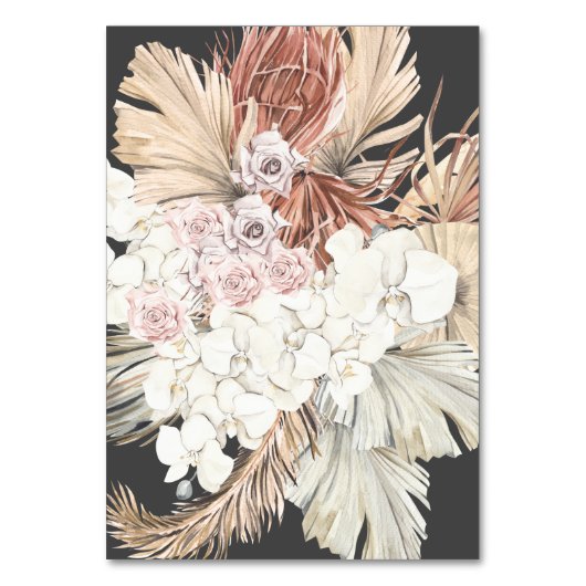 Premium - koolstof - Pampas grass Floral Wedding Kaart (Achterkant)