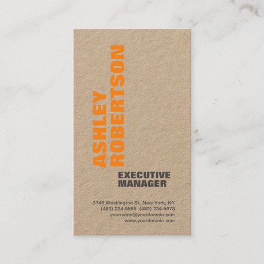 Premium Kraft Bold Modern Professional Minimalist Visitekaartje (Voorkant)