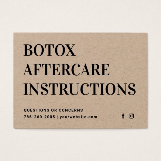 Premium Kraft Botox Injectie Nazorg Kaart (Voorkant)