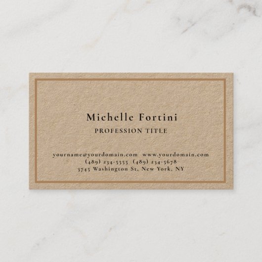 Premium Kraft Elegant Plain Simple Minimalist Visitekaartje (Voorkant)
