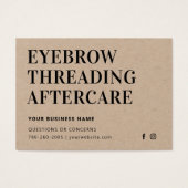 Premium Kraft Eyebrow Threading Aftercare Kaart (Voorkant)