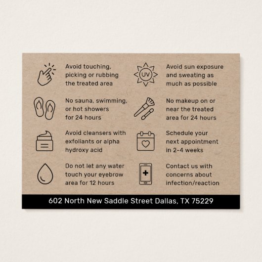 Premium Kraft Eyebrow Tint Henna Brows Aftercare Visitekaartje (Achterkant)