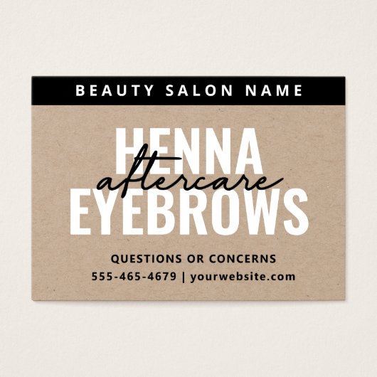 Premium Kraft Eyebrow Tint Henna Brows Aftercare Visitekaartje (Voorkant)