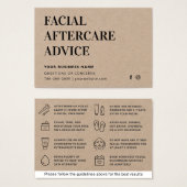Premium Kraft Facial Aftercare Instructions Kaart (Voorkant /achterkant)