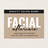 Premium Kraft Facial Aftercare Kaart (Voorkant)