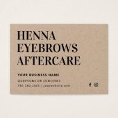 Premium Kraft Henna Brows Aftercare Kaart Advice (Voorkant)