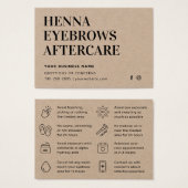 Premium Kraft Henna Brows Aftercare Kaart Advice (Voorkant /achterkant)