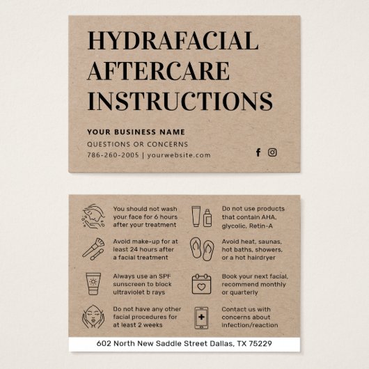Premium Kraft HydraFacial Advice Kaart (Voorkant /achterkant)