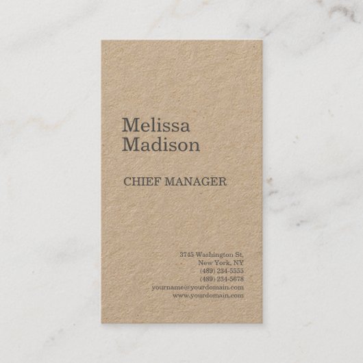 Premium - Kraft Modern - minimalistische professio Visitekaartje (Voorkant)