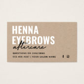 Premium Kraft Natural Henna Brows Aftercare Kaart (Voorkant)