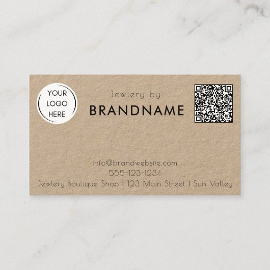 Premium Kraft natuurpapier, QR-code Visitekaartje (Achterkant)