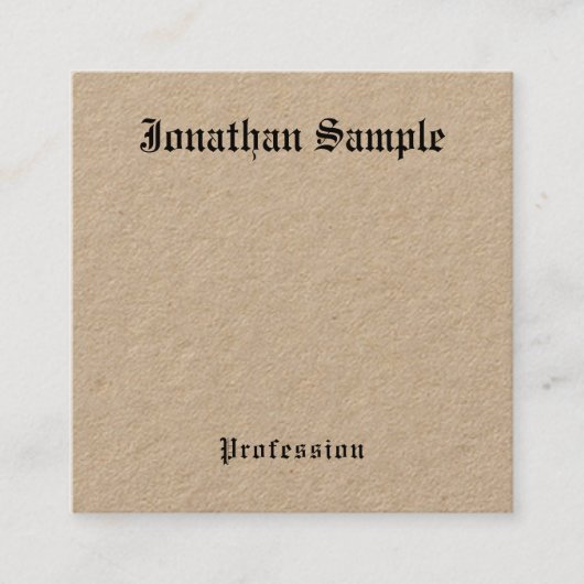 Premium Kraft Nostalgic Classic look Old Style Vierkante Visitekaartje (Voorkant)