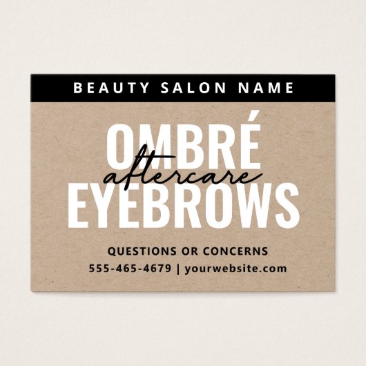 Premium Kraft Ombre Powder Brows Aftercare Kaart (Voorkant)