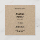 Premium Kraft Paper Nostalgic Classic Font Text Vierkante Visitekaartje (Achterkant)