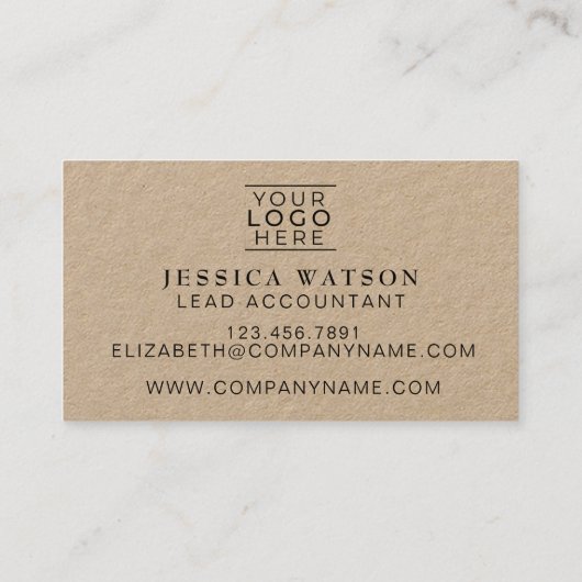 Premium Kraft Rustic Front en Back Personalized Visitekaartje (Achterkant)