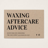 Premium Kraft Waxing Aftercare Kaart Hair Removal (Voorkant)