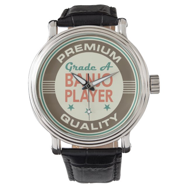 Premium kwaliteit banjo speler (grappig) cadeau horloge (Voorkant)