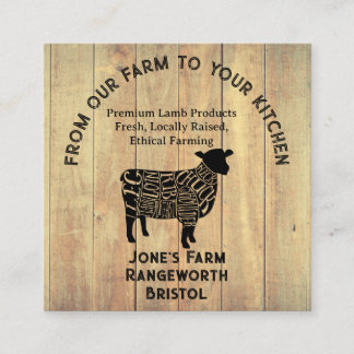 Premium Lamb Farmer & Cattle Meat Business Card – Vierkante Visitekaartje