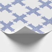 Premium Lapis Blauwe Koptische Kruiskunst Cadeaupapier (Hoek)