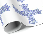 Premium Lapis Blauwe Koptische Kruiskunst Cadeaupapier (Rol Hoek)