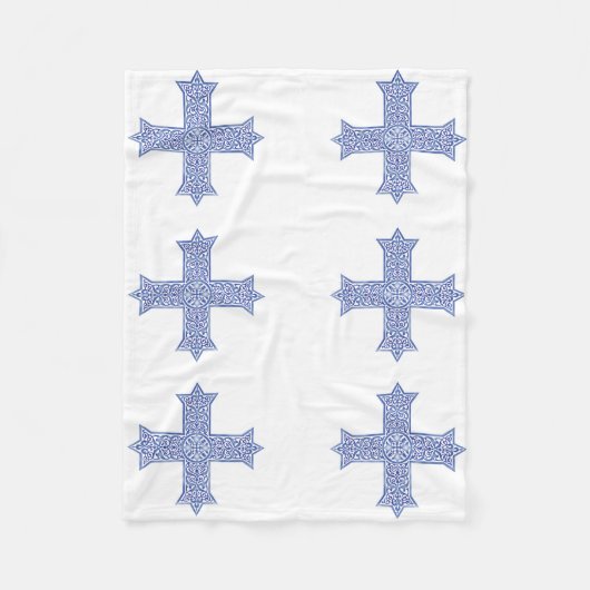 Premium Lapis Blauwe Koptische Kruiskunst Fleece Deken (Voorkant)
