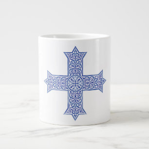 Premium Lapis Blauwe Koptische Kruiskunst Grote Koffiekop